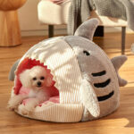 Cosy And Soft Hideout House For Cats With Shark Kennel - Image 9