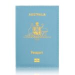 Light Blue PU Leather Card Bag Minimalist Travel Document Protective Case - Image 2