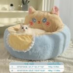Cute Cat Bed For Indoor Cute Cat Dog Bed Tent With Removable Washable Cushioned Cat Cave Dog Bed Calming Fluffy Plush Dog Bed Puppy Bed Hug Sleep Cuddle Pet Bed - Image 2