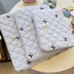 Cute Rhombus Embroidered Bow Notebook Storage Bag - Image 8