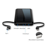 Square Aluminum Shell Solar Power Bank With Cable - Image 4