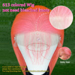 Human Hair 13x4 Front Lace Light Pink Straight Stripe Wig Headband - Image 3