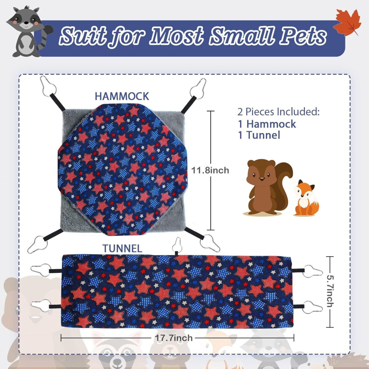 Ferret Small Pet Hammock Set Hanging Hammock And Tubular Tunnel - Image 3