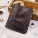 First Layer Cowhide Multiple Card Slots Skeleton-skin Vertical Mini Wallet - Image 4