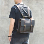 Simple First Layer Cowhide Backpack Briefcase Men And Women Leather Shoulder Messenger Bag - Image 4
