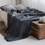 Simple Plain Linen Solid Color Single Double Bed Sheet - Image 5