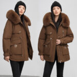 Cross-border Fleece-lined Thickened Parka Collar Slim Fit Slimming Cotton Coat - Image 2