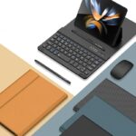 Wireless Keyboard Folding Leather Case Folding Mobile Phone Creative Holder Bluetooth Mouse - Image 2