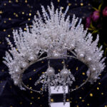 Wedding Headpiece Silver Handmade Crystal Big Crown - Image 3