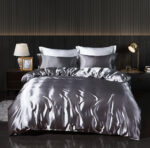 Solid Color Double-sided Silk Four-piece Set Silkworm Silk Satin Bed Sheet Quilt Cover - Image 8
