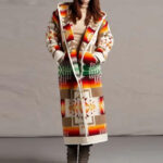 Women's Printing Pocket Long Sleeve Large Coat - Image 2