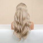 Gradient Golden Texture Large Curly Lace Wig For Women - Image 8
