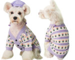 Purple Flower Pet Dog Sweater Cardigan - Image 3