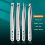 Eye Tweezer 4-piece Set Manicure Expert Eye-brow Knife Portable Tool Tweezers - Image 6