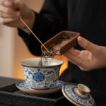 Blue And White Ru Ware San Cai Gaiwan Tea Cup Set - Image 2