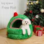 Christmas Green Furry Yurt Cat Nest Semi-closed And Removable Washing