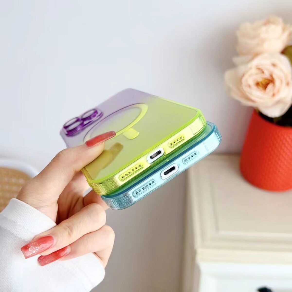 Hot Gradient Two-color Magnetic Phone Case Lens Protector Protective Case - Image 3
