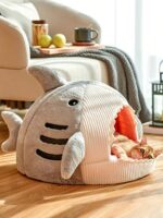 Cosy And Soft Hideout House For Cats With Shark Kennel - Image 7