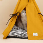 Sunset Yellow Cat Nest Pet Tent Semi-enclosed Four Seasons Universal Removable And Washable Cat Supplies - Image 4