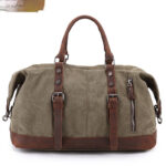 Canvas Traveling Crazy Horse Leather Casual Travel Messenger Shoulder Bag Large Capacity - Image 10