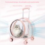 Large Capacity Universal Wheel Fully Transparent Pet Trolley Bag Breathable - Image 4