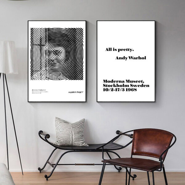 Abstract Corrugated Living Room Black And White Painting