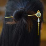Hetian Jade S925 Silver Lock Of Good Wishes Hairpin High-grade Enamel South Red Cheongsam Hanfu Updo Hair Clasp - Image 2