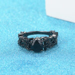 Punk Electroplated Black Gold Inlaid Black Zircon Ring - Image 2