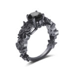 Punk Electroplated Black Gold Inlaid Black Zircon Ring - Image 5