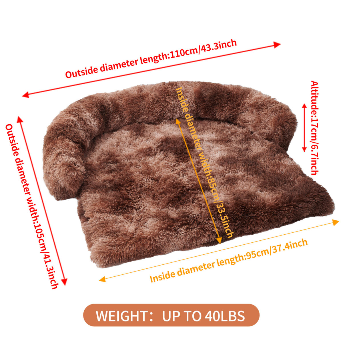 Calming Dog Bed Fluffy Plush Dog Mat For Furniture Protector With Zipper Removable Washable Cover For Large Medium Dogs And Cats - Image 5