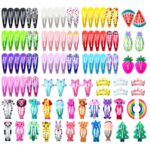 Hair Clips For Girls,100 Pcs No Slip Metal Snap, Barrettes For Kids Teens Women, Cute Candy Color Cartoon Design Hair Pins Animals Fruits Crowns Stars