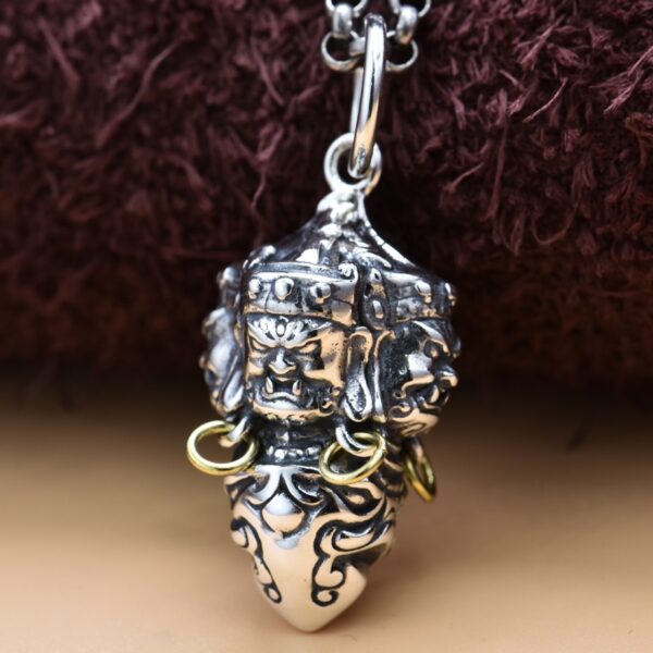 S925 Sterling Silver Personalized Retro Tibetan Three-head Vajra Pendant
