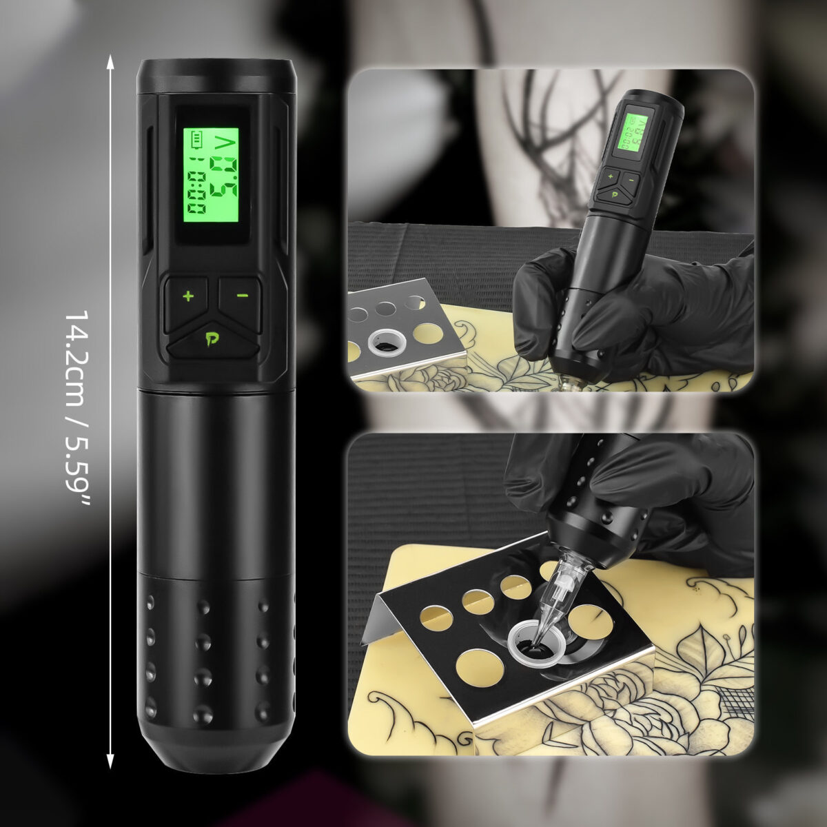 Black Poor Qi Adjustable Radio Source Long Pen Motor Tattoo Machine Mini Tattoo Pen With USB Charging Cable - Image 5