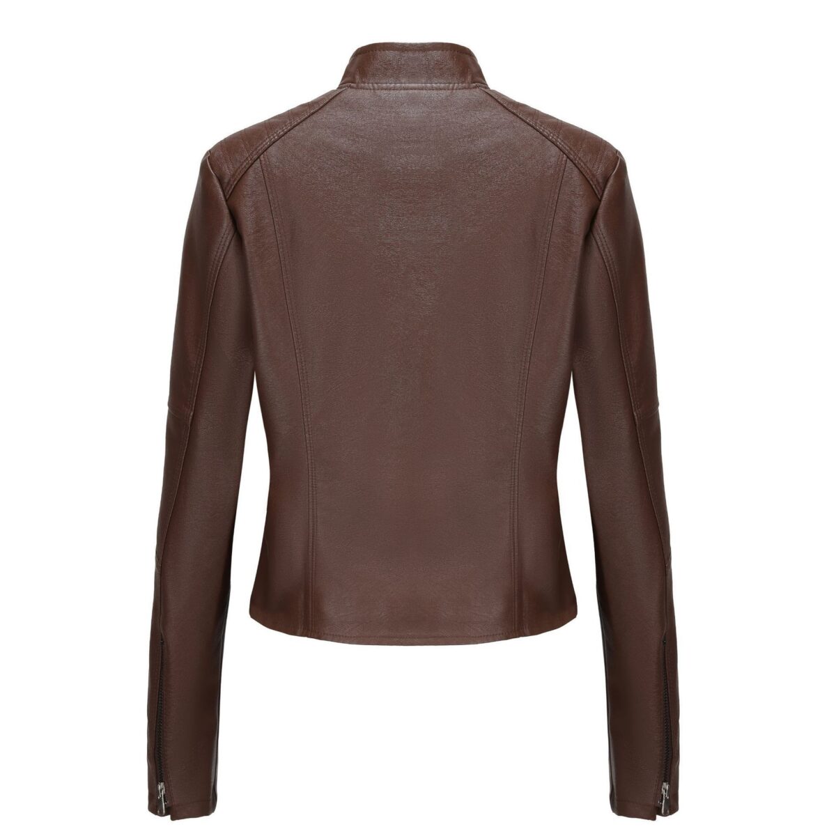 Women's Short Slim-fit Leather Coat - Image 4