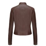Women's Short Slim-fit Leather Coat - Image 4