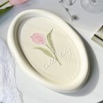 Common Calla Tulip French Relief Ceramic Plate Tableware - Image 7