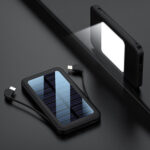 Square Aluminum Shell Solar Power Bank With Cable - Image 2