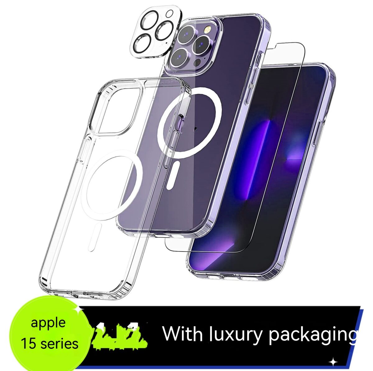 Transparent Magnetic Phone Case Tempered Film Lens Protector Set - Image 5