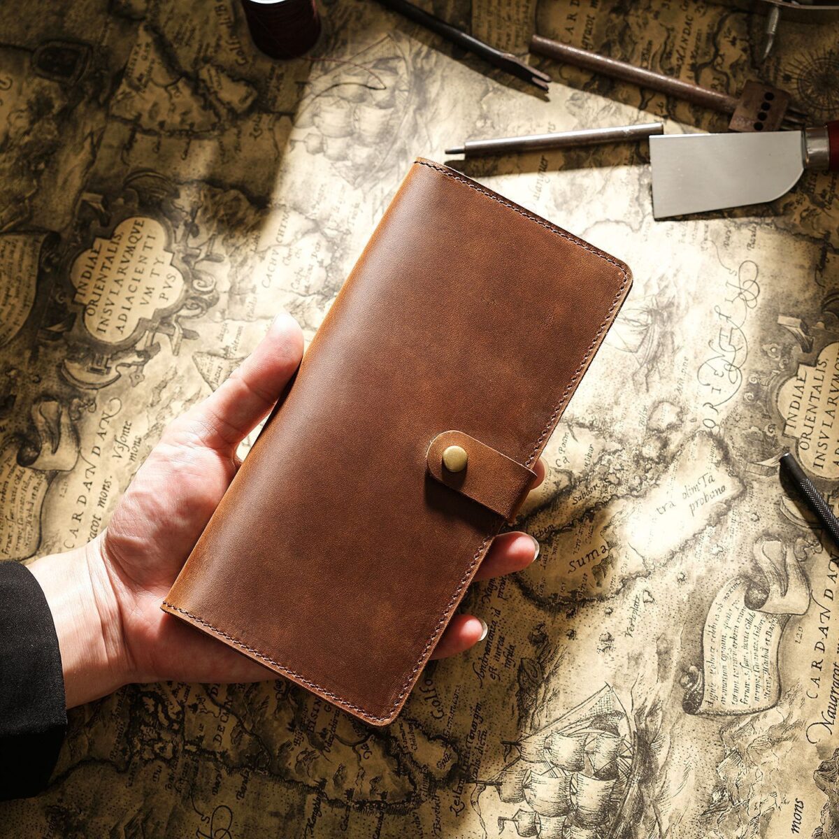 Crazy Horse Leather Women's Leather Purse Men's Multi-functional Retro Wallet Cross-border Long Clutch - Image 9