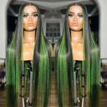 Green Highlight Straight Hair Lace Wig - Image 5