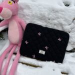 Cute Rhombus Embroidered Bow Notebook Storage Bag - Image 4