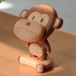 Solid Wood Creative Monkey Phone Holder Cute Cell Phone Stand Table Decorative Ornaments - Image 2
