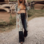 Autumn New Geometric Printed Knitted Cardigan For Women - Image 2