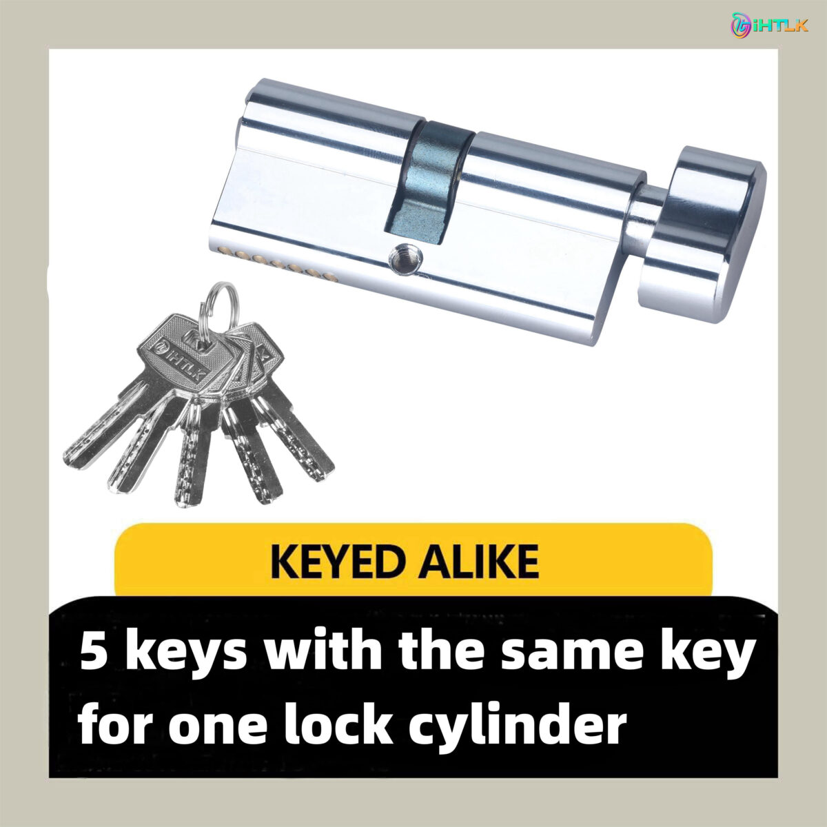 1 Piece Of European Standard Size, 70mm Length Knob Lock Cylinder, Lock Cylinder With 5 Keys, Suitable For Anti-Theft Doors, Office Doors, Stainless Steel Doors, Indoor Doors - Image 1