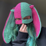 Handmade Knitted Pullover Rabbit Ear Hat Funny One-eye Exposed Mask Horn Hat Thermal And Windproof - Image 2