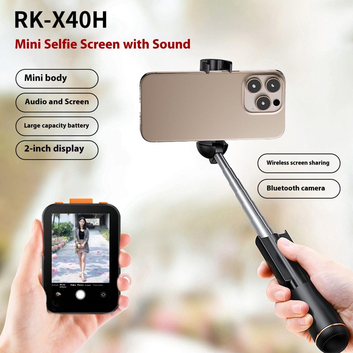 Screen Projection Remote Photo Bluetooth Selfie Stick - Image 2