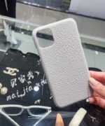 Calfskin Pearl Grey Leather Phone Caser - Image 2