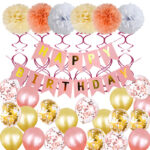 Birthday Party Set Paper Flower Ball Letter Pull Flag Birthday Party Decoration Sequined Balloon - Image 2