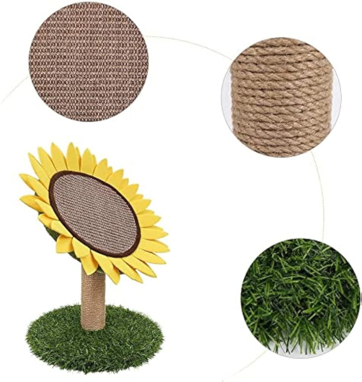 Sisal-Covered Cat Claw Scratcher Pole With Sunflower Cat Scratching Post And Flower Cat Tree Furniture - Image 3