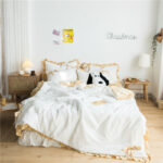 Quilt Cover Three-piece Princess Style Solid Color Bed Sheet - Image 2